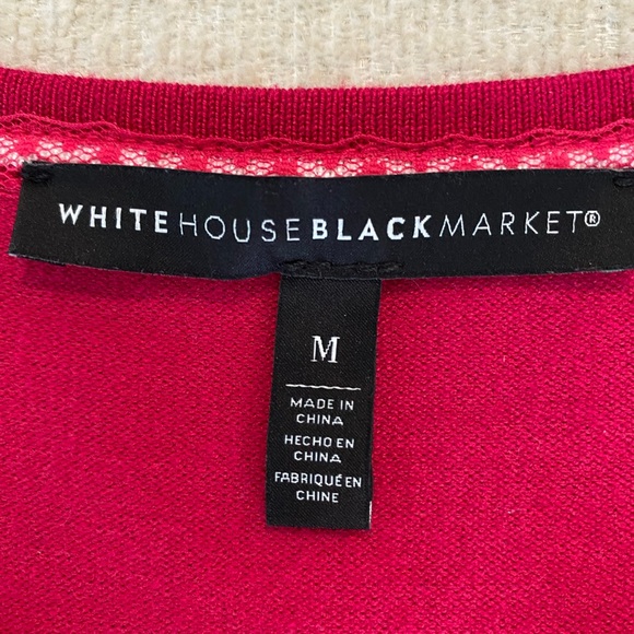 White House Black Market fuchsia sweater, metal buttons- size M - Picture 4 of 6